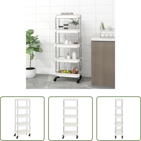 Carrello per casa -  Carrello da Cucina 5 Ripiani Bianco 42x29x128 cm Ferro e ABS