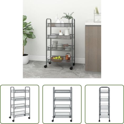 Carrello per casa -  Carrello da Cucina con 4 Ripiani Grigio 46x26x64 cm in Ferro