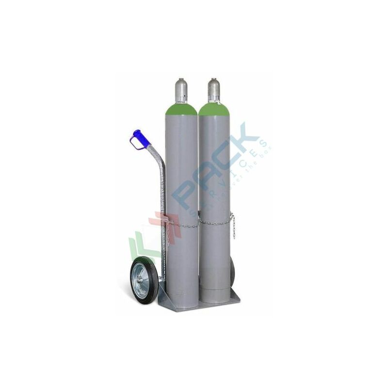 Image of Carrello bombole zincato ideale per 2 bombole gas - Grigio