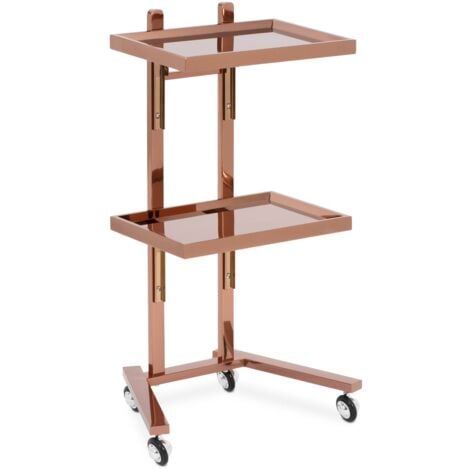 Carrello per estetista - 2 ripiani pieghevoli - Fino a 10 kg - Oro rosa -