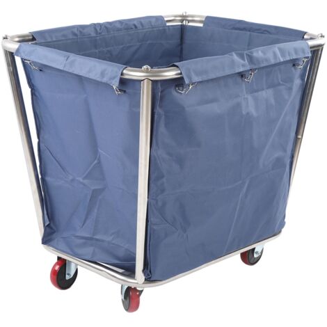 Carrello per lavanderia commerciale Rosvola con ruote, grande cesto per la biancheria da 350 litri con rivestimento in tela impermeabile rimovibile, separatore industriale per biancheria in acciaio in