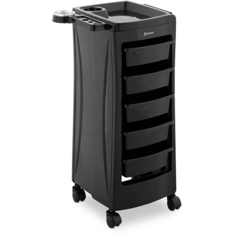 Carrello per parrucchiere 5 cassetti 10 kg nero