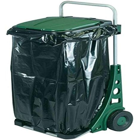 Carrello per Rifiuti con Ruote - Modello BI011020 - Realizzato in Plastica Resistente e Metallo - Chiusura Pratica e Facile Trasporto - 53 x 38 x 90 cm - Ideale per il Giardino - Bikain