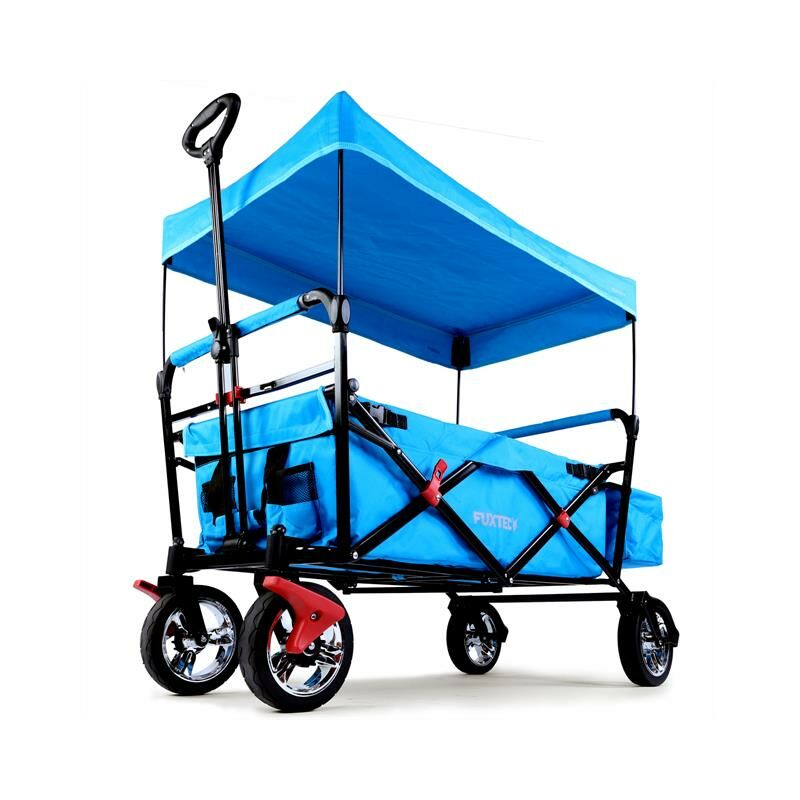 Carrello Pieghevole da giardino da spiaggia Fuxtec City CT500 anti uv parasole blu