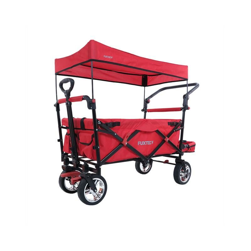 Carrello pieghevole giardino Fuxtec FX-CT800 con tettuccio parasole rosso