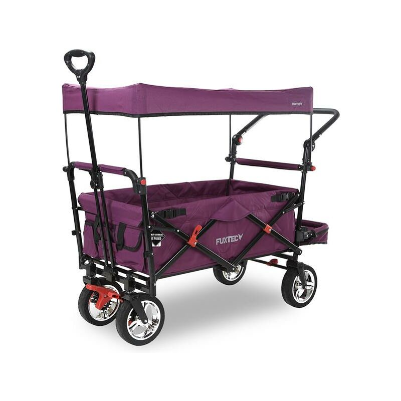 Carrello pieghevole da giardino Fuxtec FX-CT800 con tettuccio parasole viola