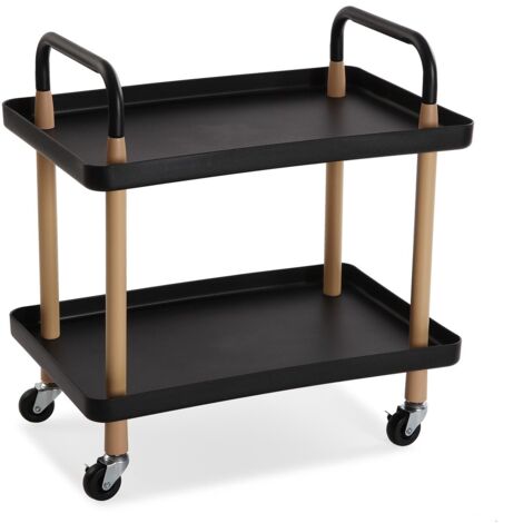 Carrello porta e servi vivande nero con  2 ripiani a vassoio ruote  multiuso   carrellino porta tutto elegante