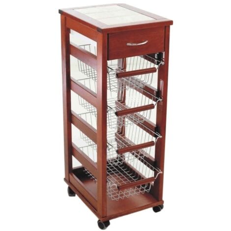 Carrello porta frutta Vesuvio salvaspazio in legno massello ciliegiociliegio