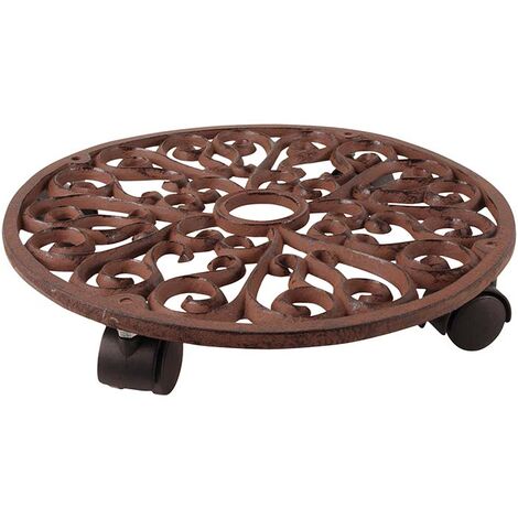 CARRELLO PORTA PIANTE IN GHISA DIAM. 34.5CM CARRELLINO PER FIORI