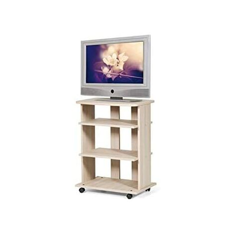 EASYCOMFORT Carrello Porta TV con 1 Anta e Vani Aperti, Mobile per TV fino  42'' con Ruote, 80x45x39.5cm