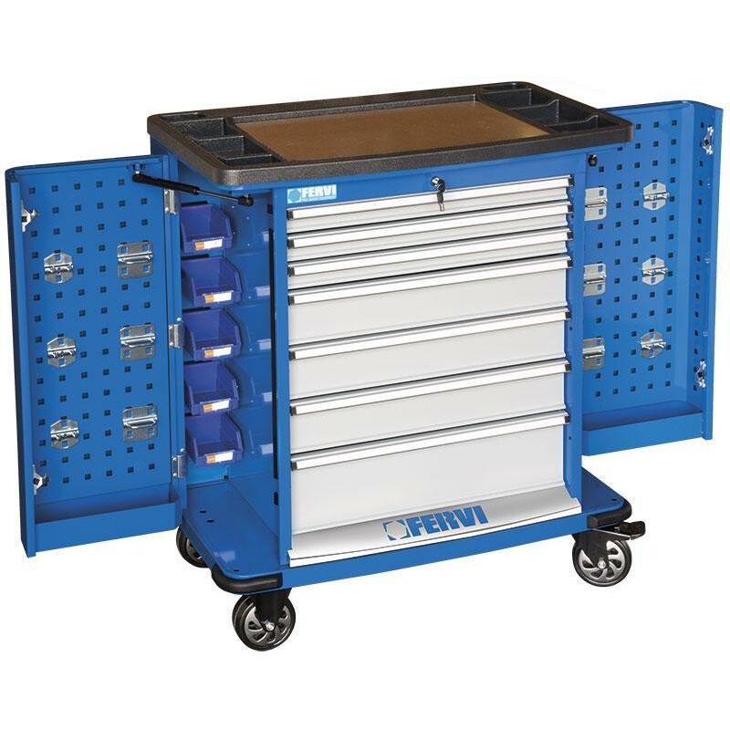 Fervi - Cassettiera porta attrezzi utensili 7 cassetti officina garage c980