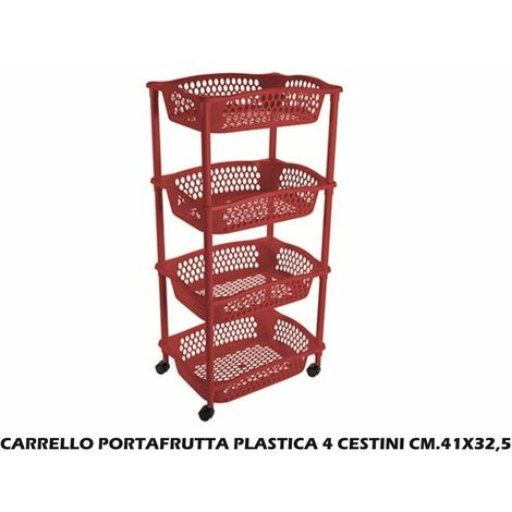 CARRELLO PORTAFRUTTA PLASTICA 4 CESTINI CM.41X32,5