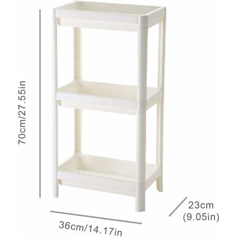 Carrello portaoggetti a 3 livelli Slim Organizer Carrello portabiancheria Scaffali da bagno Organizzatore, per bagno lavanderia Dispensa Cucina spazi stretti