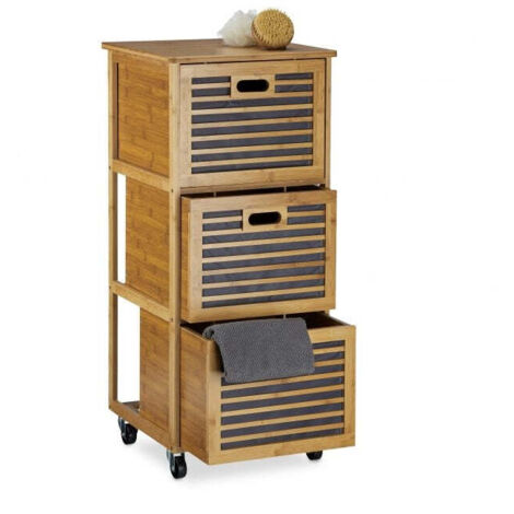 Carrello portaoggetti da bagno in bambù