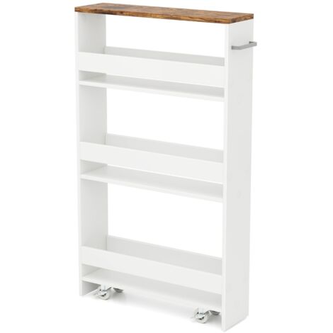 Carrello portaoggetti da cucina con maniglia e ruote Scaffale mobile salvaspazio con scaffali stretti