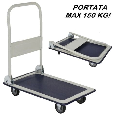 Carrello Portapacchi/Portatutto/Portasacchi 150Kg con quattro ruote e ampio piano di appoggio
