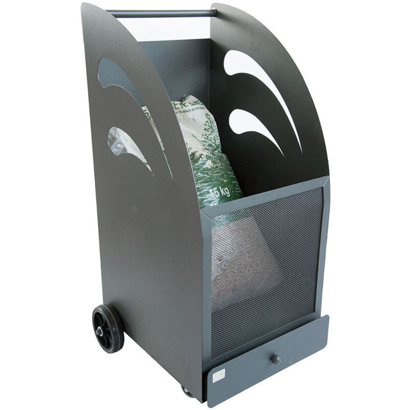 Porta Legna Per Interni Porta Pellet Con Ruote In Acciaio Nero Per Camino Stufa Da Interno Portalegna Da Interno - Foto 7