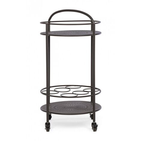 Carrello portatile "Burton" porta bottiglie e calici da vino h 81 cm -Antracite