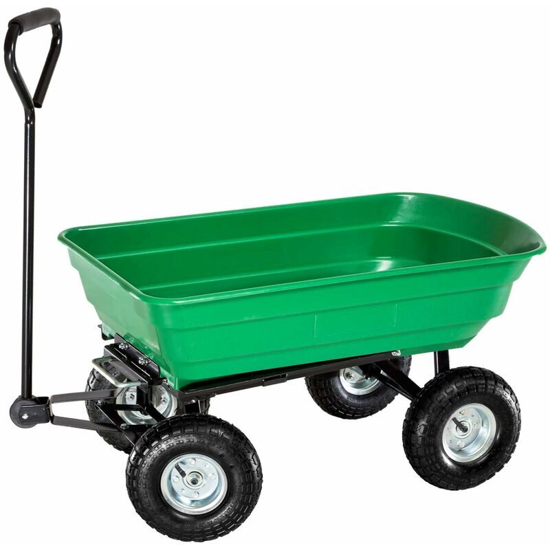 Carrello da Giardino Ribaltabile 4 Ruote 75 litri Ranieri Verde