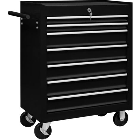 Carrello Portautensili con 7 Cassetti per Officina Nero vidaXL