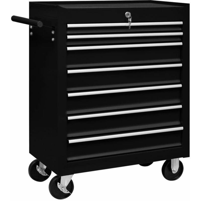 Image of Vidaxl - Carrello Portautensili con 7 Cassetti per Officina con ruote antigraffio vari colori colore : nero