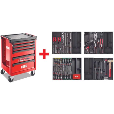Carrello portautensili con assortimento autoriparazioni 154 PZ - Usag 516 ST6PM