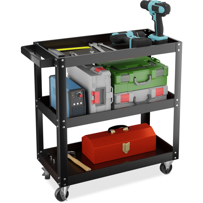Relaxdays Carrello Portautensili Officina, Carrellino A 3 Ripiani P...