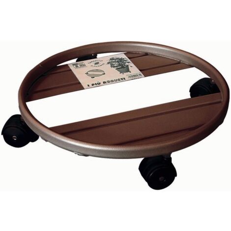 Carrello Portavaso tondo diametro 30 cm con struttura in acciaio e ruote