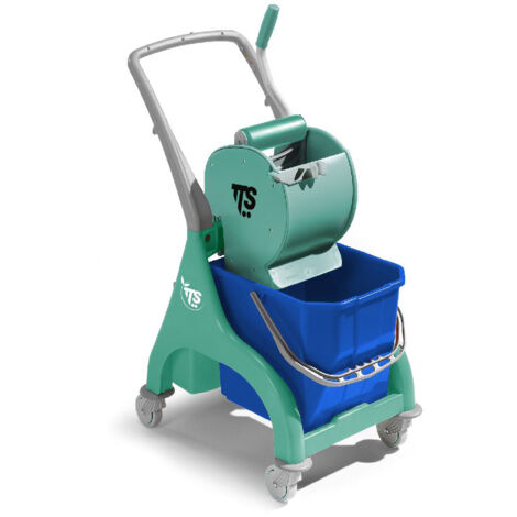 Carrello professionale per le pulizie Nick verde 25lt con strizzatore Dry e maniglia a U