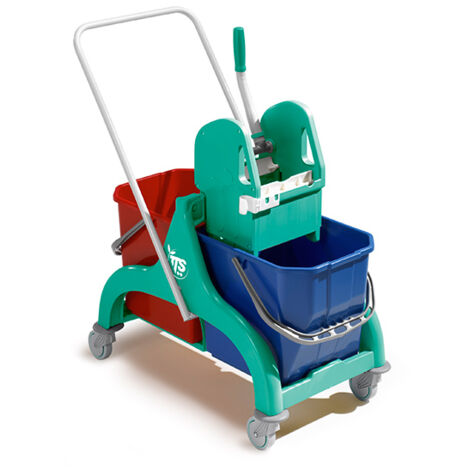 Carrello professionale per le pulizie Nick verde 30 lt con maniglia reversibile