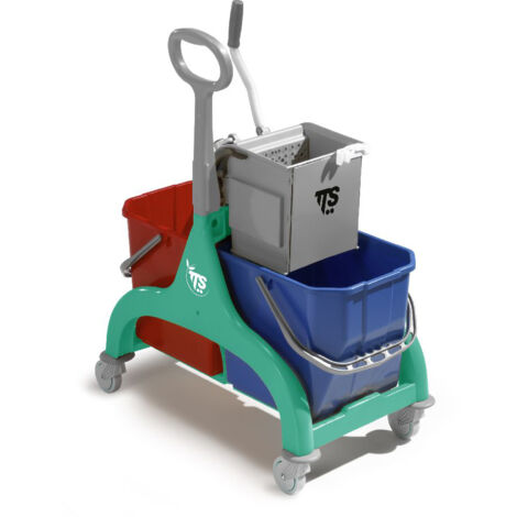 Carrello professionale per le pulizie Nick verde doppio da 50 Lt.