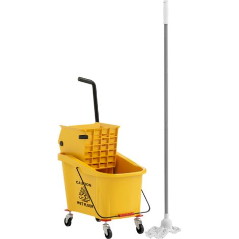 Carrello Pulizie Secchio 36L con Mocio e Strizzatore 55x37x65 cm Giallo