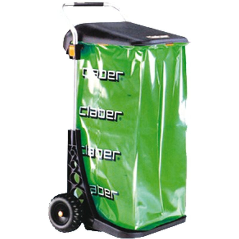 Claber - Carrello raccoglitutto in alluminio per foglie e rifiuti con sacco e coperchio Carry Eco 8934