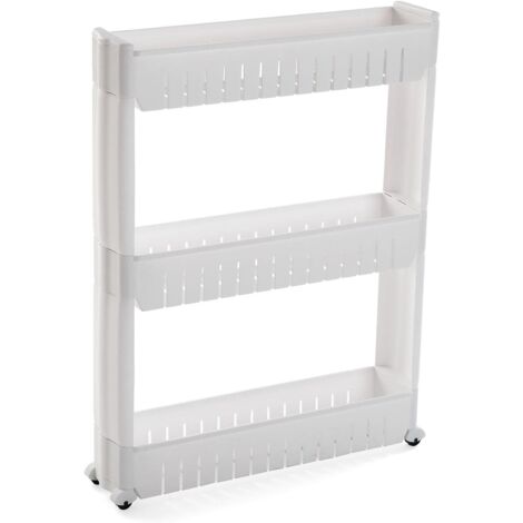 Carrello Slim Salvaspazio in Plastica Bianco per Bagno - Organizer per la Casa