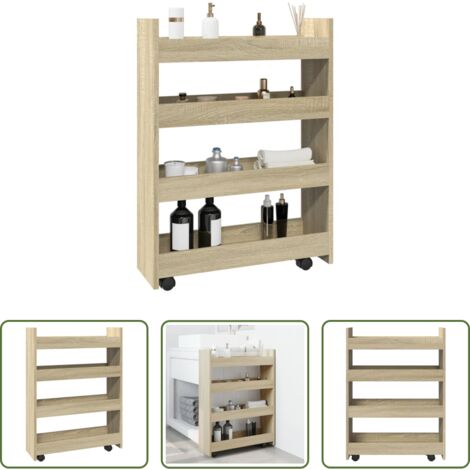 Carrello stretto -  Carrello Stretto a 4 Livelli Rovere Sonoma in Truciolato