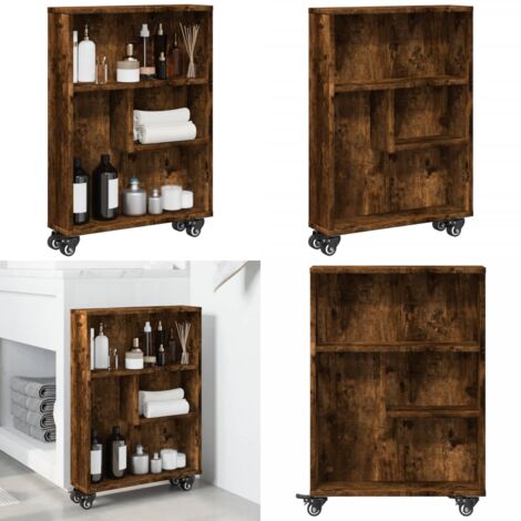 Carrello Stretto Rovere Fumo 48x13x68 cm in Truciolato - Carrello stretto - Truciolato