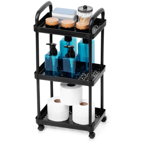 Carrello su ruote mobile da cucina, bagno, scaffale a 3 livelli, mobiletto