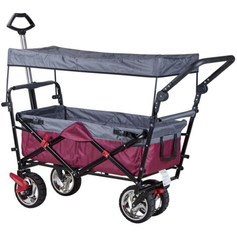 Carrello Tessuto Tettuccio Portatutto 4 Ruote Carretto da Giardino Spesa