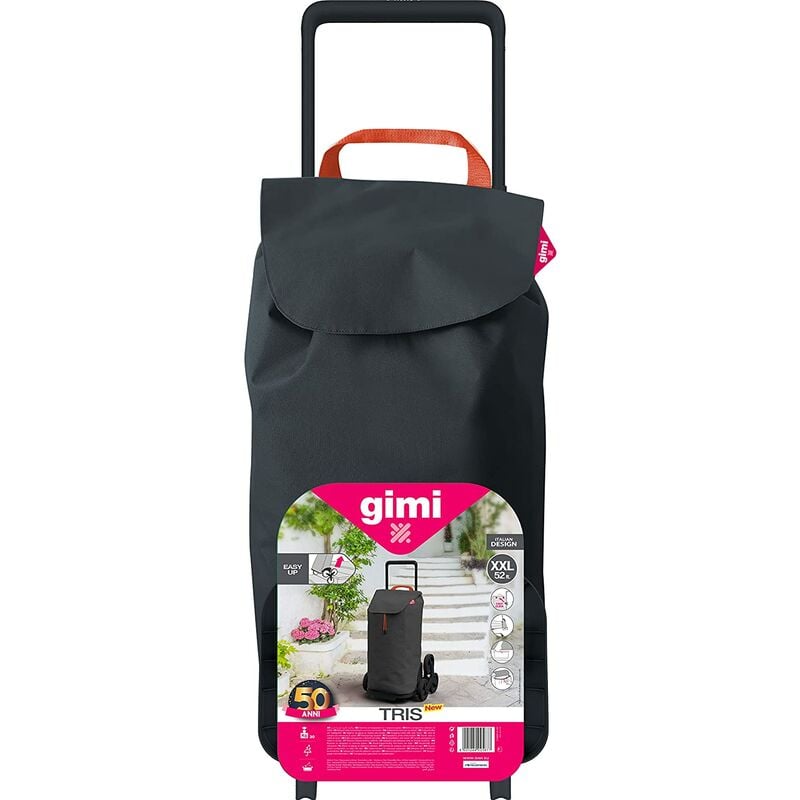 Gimi - Carrello trolley portaspesa a tre ruote saliscale Grey