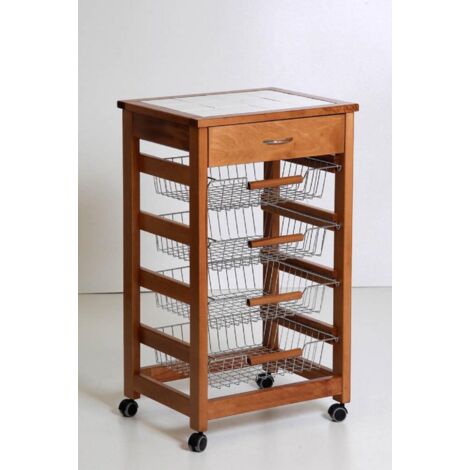 ArtLegno 697705 Carrello 3 Piani con cassetto in Legno Media Wave Store Bianco, 76x37x37cm