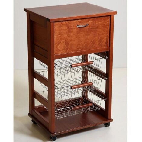 Carrello Vesuvio portapane ciliegio con piano in legno