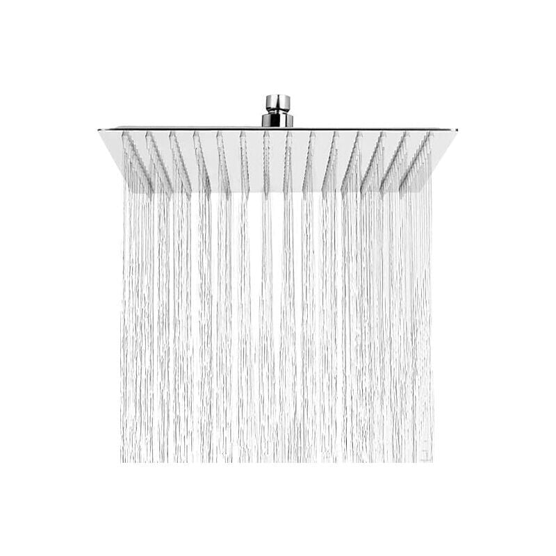 SNQ - Carré,Pommeau de Douche Anti-Calcaire, Tête de Douche Pluie Economiseur d'Eau avec Buse en Acier Inoxydable 12 pouces/30cm finition Chrome Poli