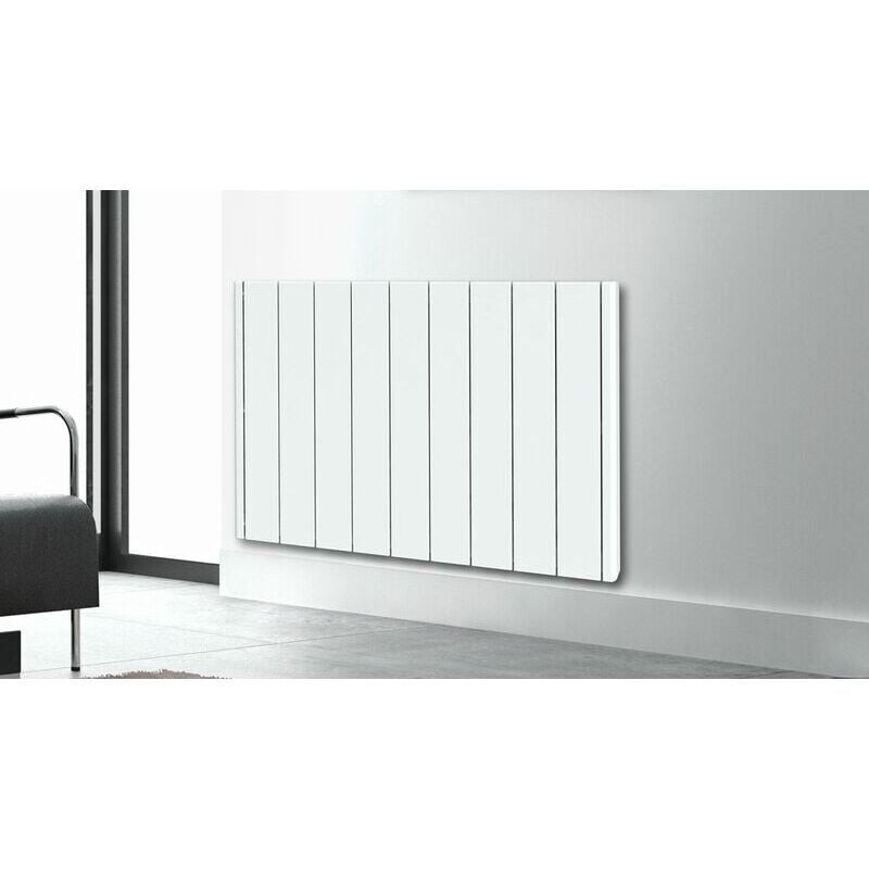 Radiateur à inertie Carrera 2000W - Pierre naturelle - Horizontal et plat - Blanc - Blanc