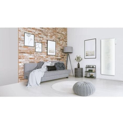 Carrera radiateur a inertie en Fonte Verre Blanc VERTICAL Bombe 1500W - Blanc brillant