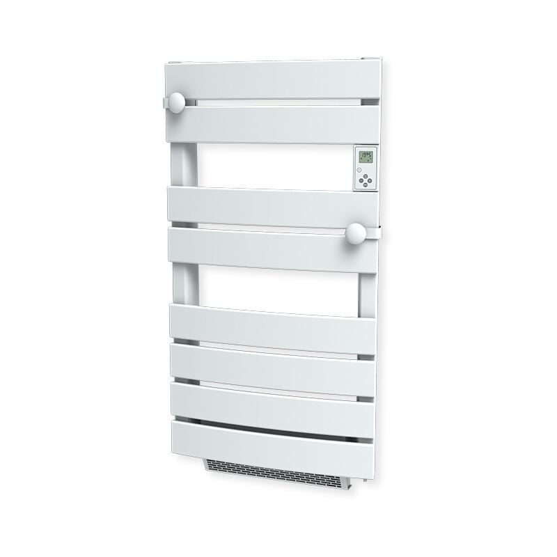 Radiateur sèche-serviette carrera - 600W + soufflerie 1000W - Cintre à lames plates - Blanc