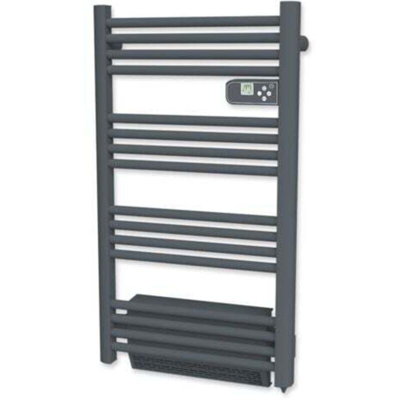 Carrera - Radiateur sèche-serviettes Lames plates 500W + Soufflerie 1000W - Gris anthracite