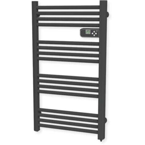 Carrera sèche-serviette électrique noir mat 500W LCD tubes ronds