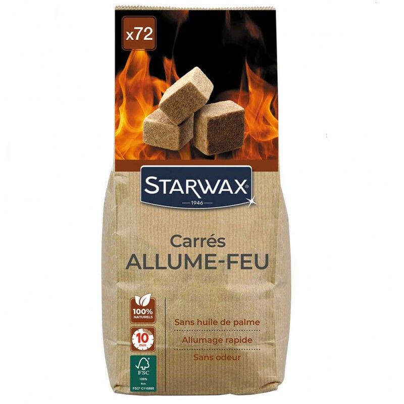 Starwax - Carrés allume-feu pour barbecue, poêle et cheminée x72