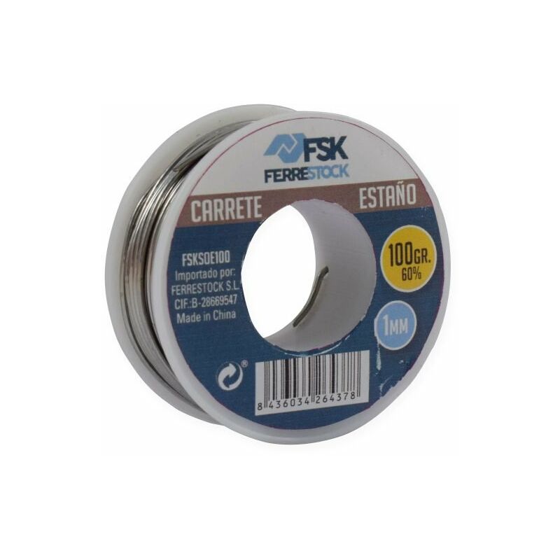 

FSKSOE100 Carrete de alambre de estaño para soldadura blanda de 100g y 1mm - Ferrestock