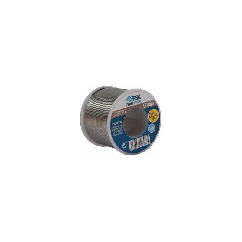 

FSKSOE250 Carrete de alambre de estaño para soldadura blanda de 250g, 1mm de diámetro, 60% estaño para soldadores eléctricos - Ferrestock